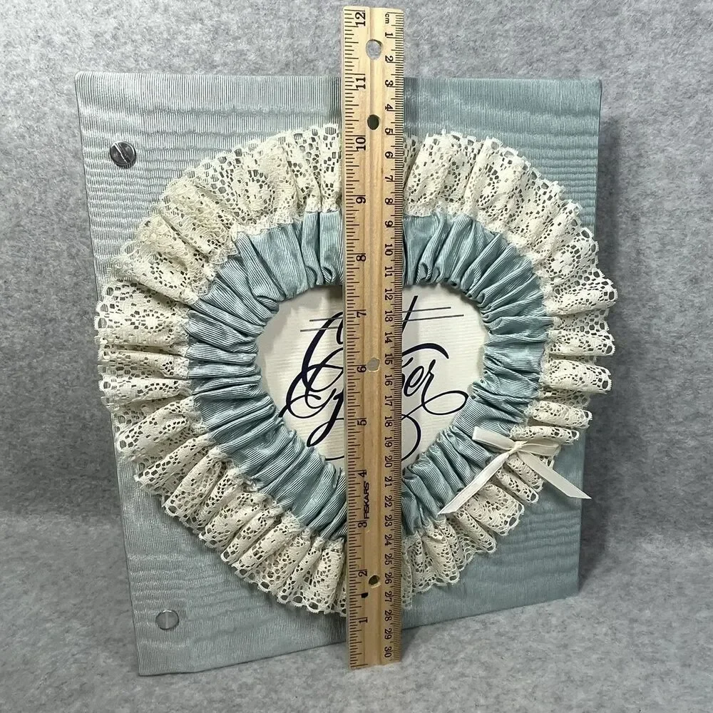 Vtg Handcrafted Greeting Card Keeper Binder Taffeta Fabric Frame Cover Organizer